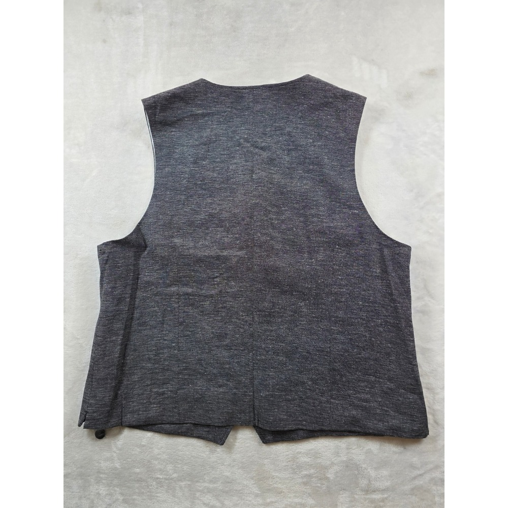 Joseph Abboud Linen Vest Mens XXL Charcoal Grey Cotton Blend Waistcoat NEW - Picture 6 of 8